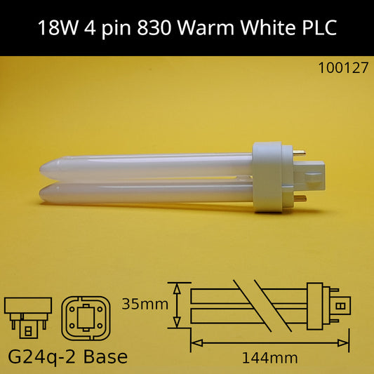 18W G24q (4 Pin) PLC 3,000K Warm White 830 Compact Fluorescent