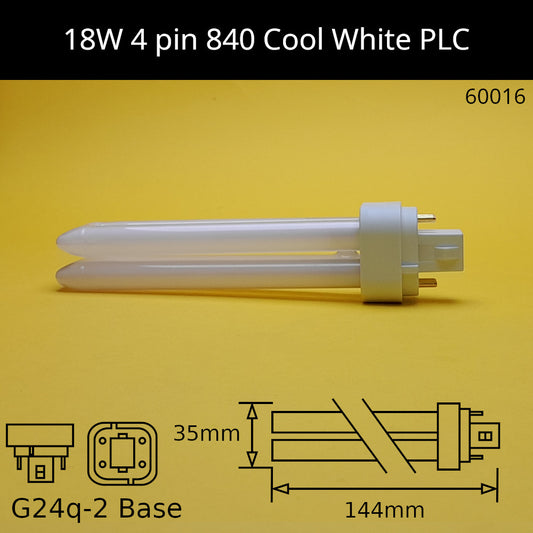 18W G24q (4 Pin) PLC 4,000K Cool White 840 Compact Fluorescent