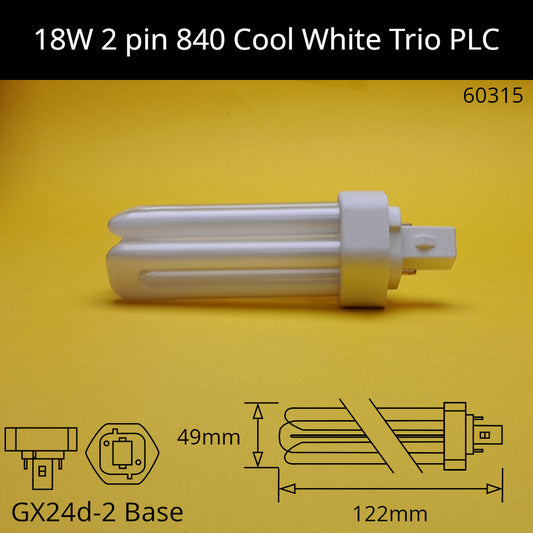 18W GX24d (2 Pin) PLC Trio 4,000K Cool White 840 Compact Fluorescent