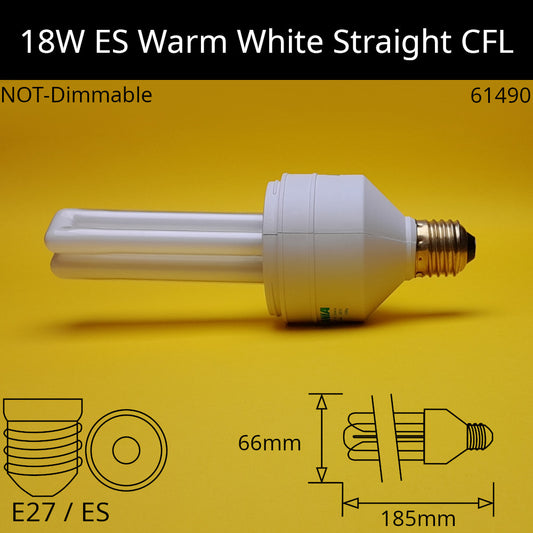 E27 (ES) / 18W - Warm White - 2700k / No Discount Available