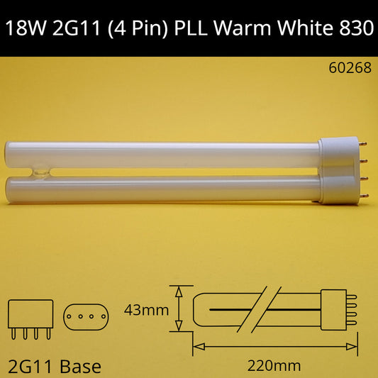18W 2G11 (4 pin) PLL 3,000K Warm White 830 Compact Fluorescent