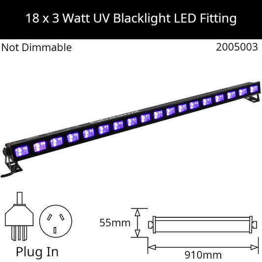 18 x 3 Watt UV Blacklight 910mm LED Fitting