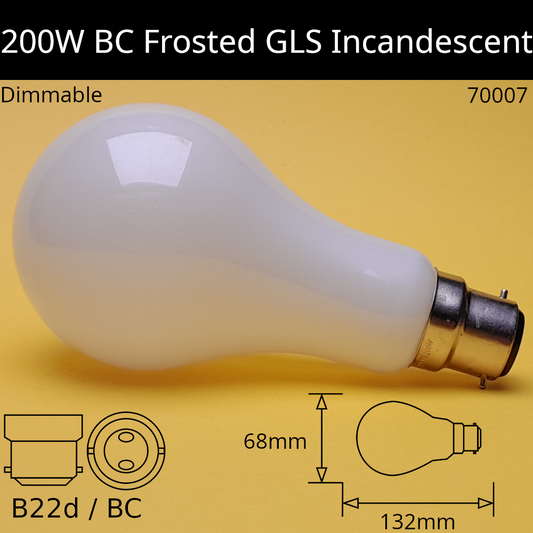 B22D (BC) / 200W - Frosted / No Discount Available