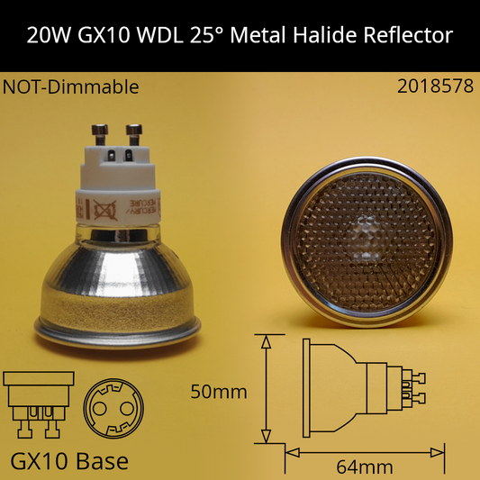 20W GX10 25° WDL 830 Warm White Metal Halide Reflector