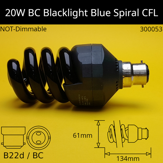 20W 230V BC Spiral Blacklight Blue Compact Fluorescent