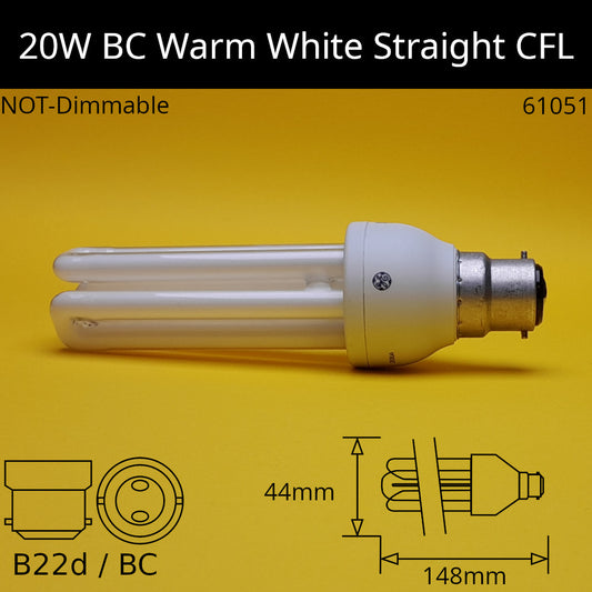 B22D (BC) / 20W - Warm White - 2700k / No Discount Available