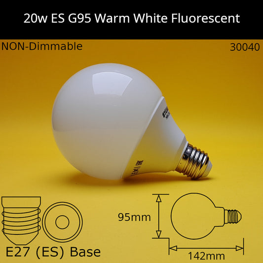 20W 230V ES G95 2,700k Warm White Fluorescent Dolly Bulb