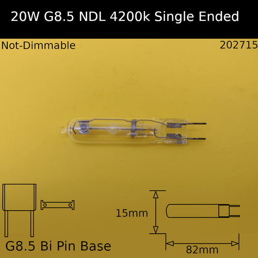 20W G8.5 Single Ended NDL Cool White 942 Metal Halide