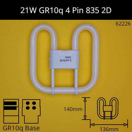 21W GR10q (4 Pin) 2D Compact Fluorescent
