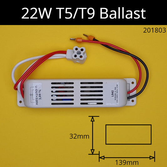 Electronic Fluorescent Ballast / 22w - T5/T9 - Rectangle