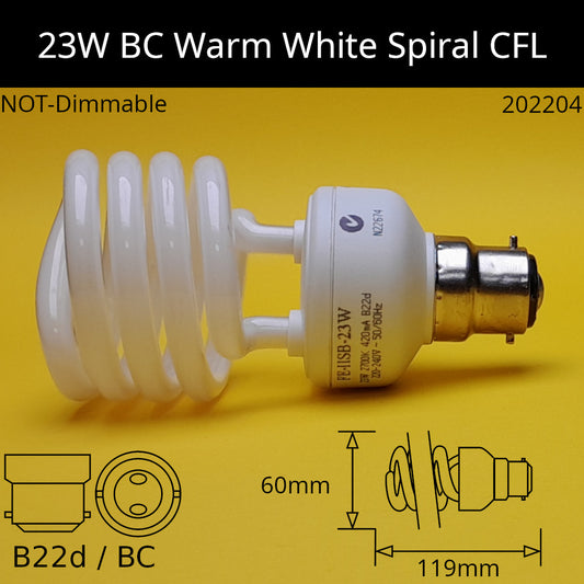 B22D (BC) / 23W - 2,700K - Warm White / No Discount Available