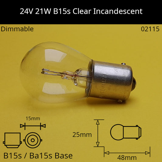 24V 21W B15s / Ba15s (SCC) Automotive / Miniature Incandescent Bulb