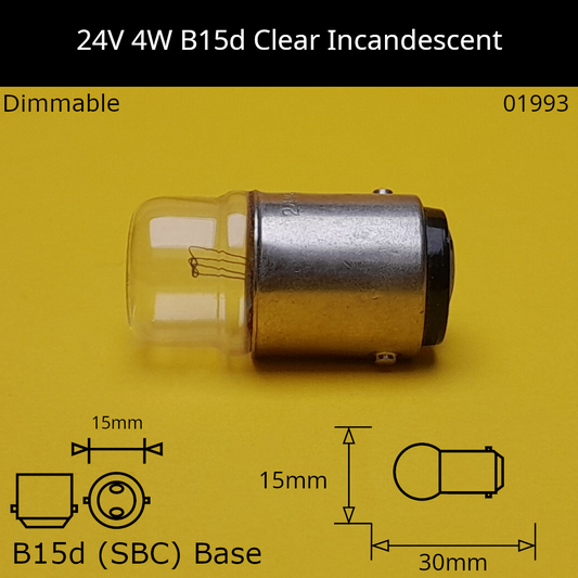 24V 4W B15d / Ba15d (SBC) Automotive / Miniature Incandescent Bulb