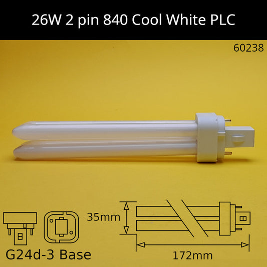 26W G24d (2 Pin) PLC 4,000K Cool White 840 Compact Fluorescent