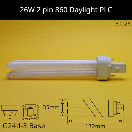 26W G24d (2 Pin) PLC 6,000K Daylight 860 Compact Fluorescent