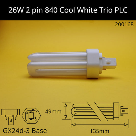 26W GX24d (2 Pin) PLC Trio 4,000K Cool White 840 Compact Fluorescent