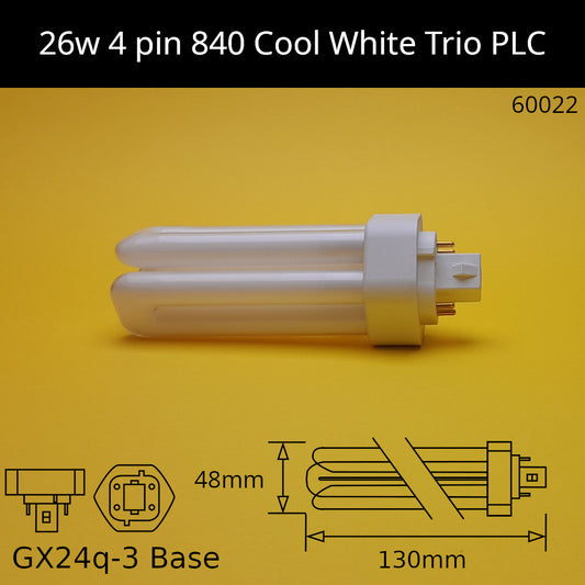 26W GX24q (4 Pin) PLC Trio 4,000K Cool White 840 Compact Fluorescent