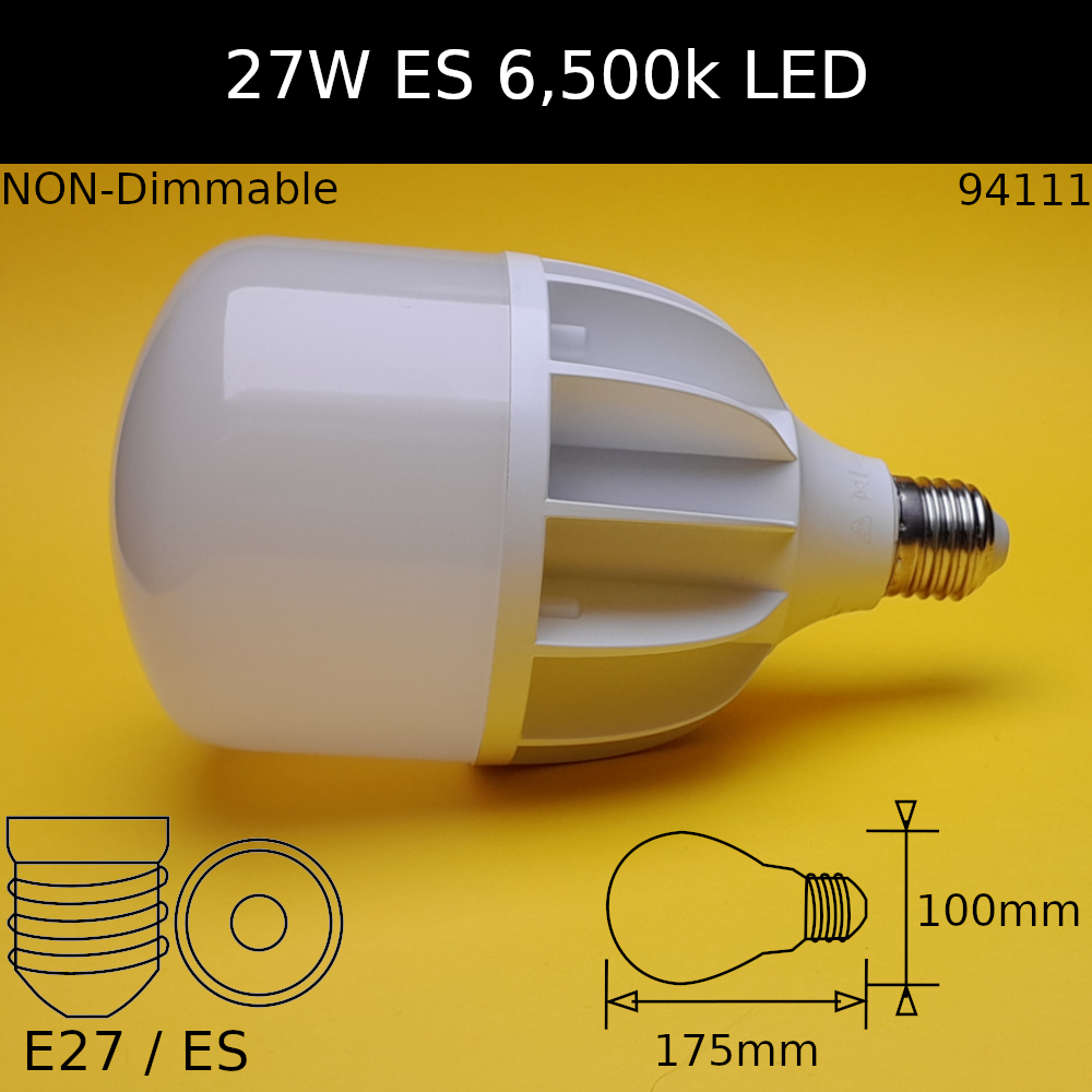 27W 230V ES 2,700lm 6,500K Daylight Frosted LED