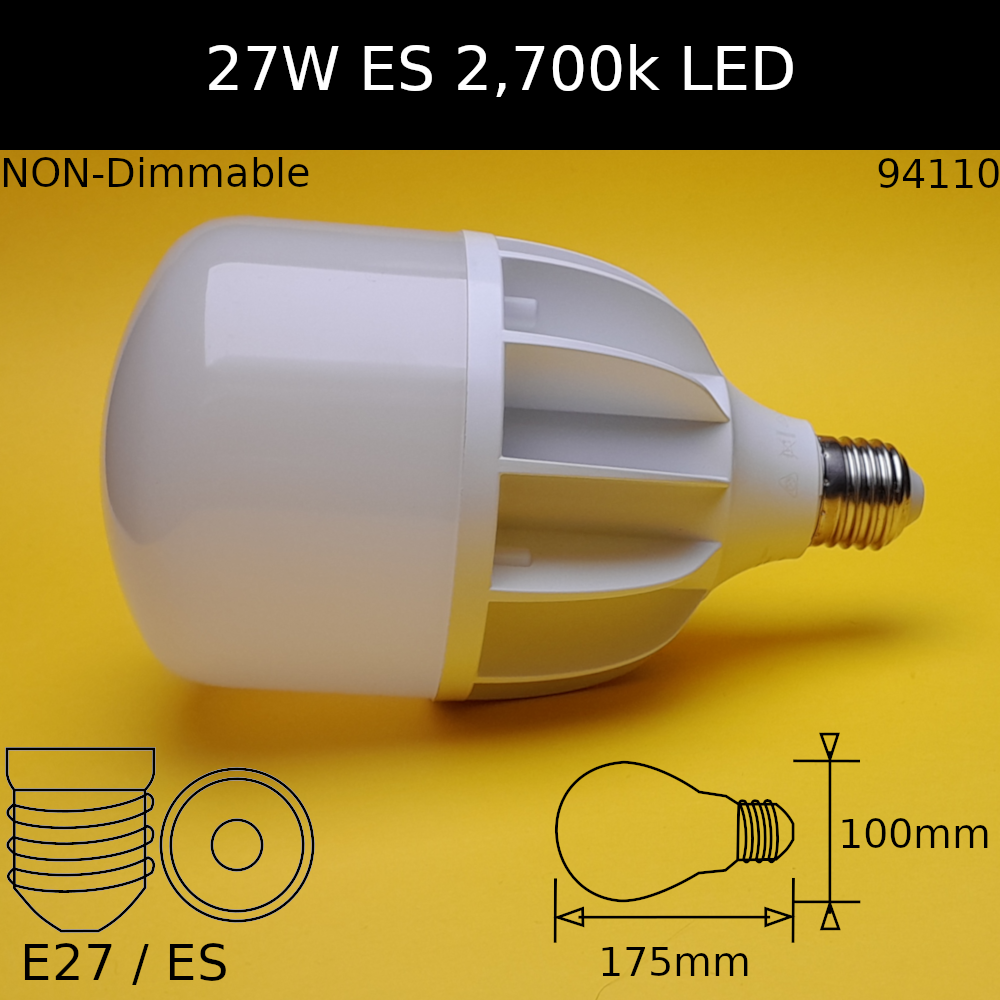 27W 230V ES 2,430lm 2,700K Warm White Frosted LED