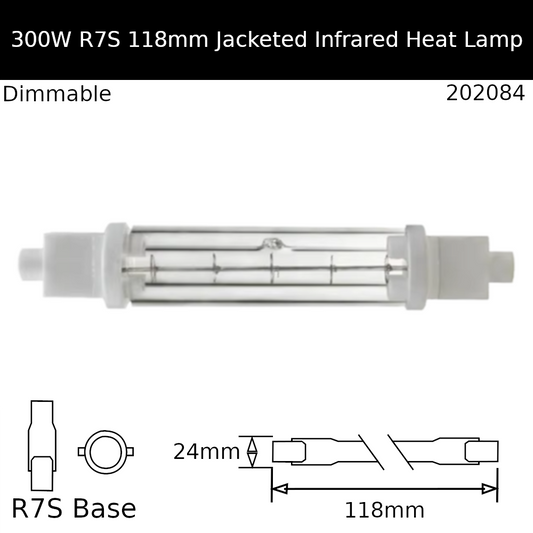 118mm / 300W - Jacketed Infrared Heat Lamp / No Discount Available