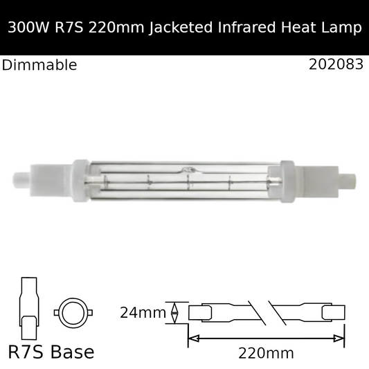 300W 230V R7S 220mm Jacketed Infrared Heat Lamp