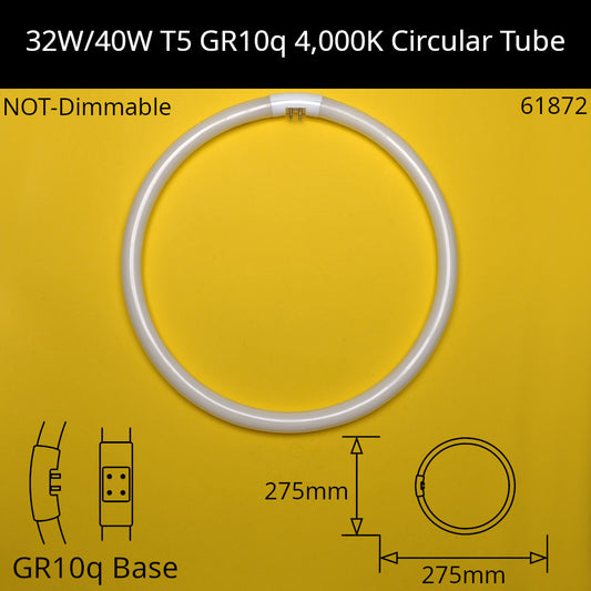 32W/40W T5 GR10q 275mm Fluorescent Circular Tube