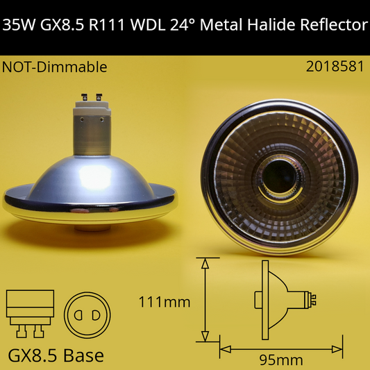 35W GX8.5 R111 24° WDL Warm White 930 Reflector Metal Halide