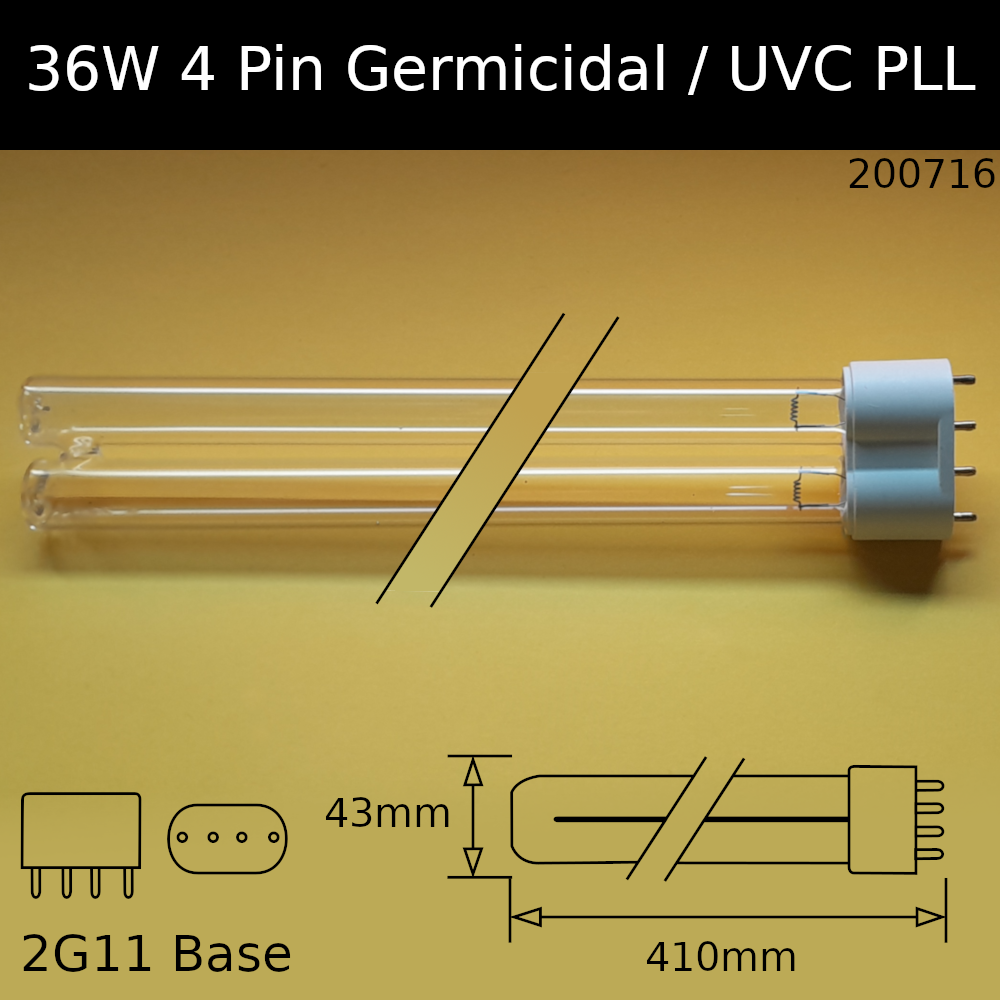 36W 2G11 (4 pin) PLL UVC Germicidal Fluorescent