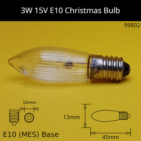 15V 3W E10 Incandescent Christmas Light Bulbs