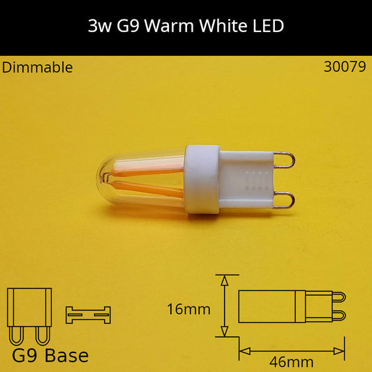 3w (=35w) G9 240v Warm White 3,000K Clear Filament LED