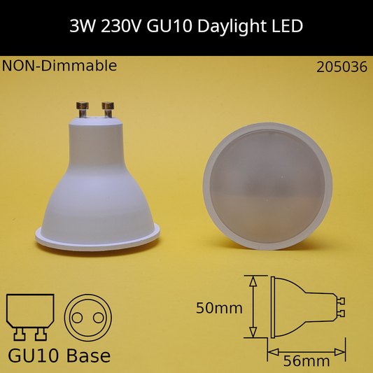 3W - 240lm - Non Dimmable / 6000K - Daylight / 120