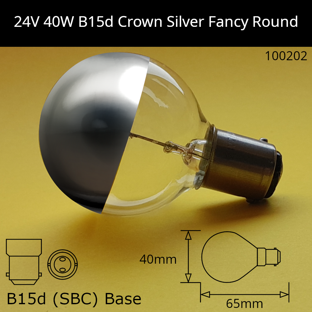 40W 24V SBC Silver Crown/Bowl Top Fancy Round - 18550