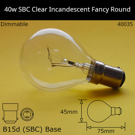 B15D (SBC) / 40W - Clear / Under 100 - No Discount
