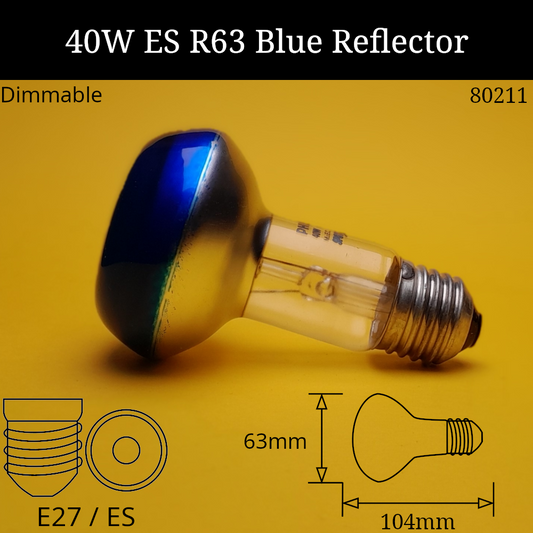 40W 230V ES R63 Blue Incandescent Reflector
