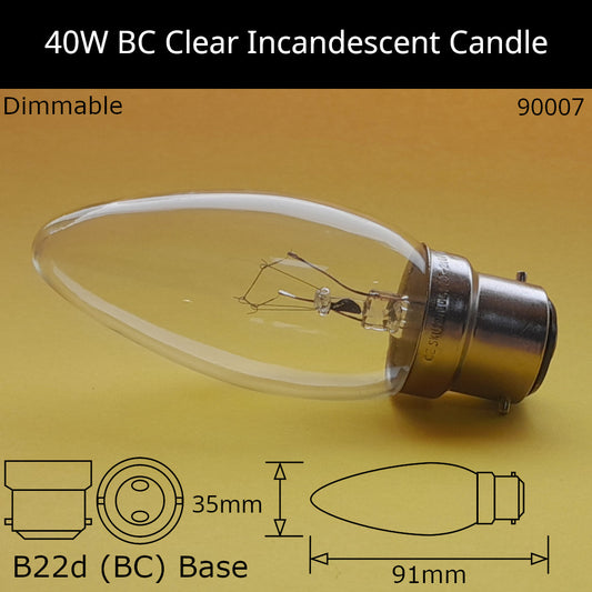 B22D (BC) / 40W - Clear / No Discount Available