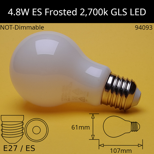 E27 (ES) / 2,700k - Warm White / 4.8W - 470lm - NOT Dimmable