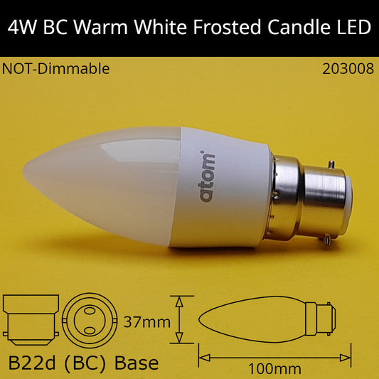 B22D (BC) / 3,000K - Warm White / 4W (=35W) - Frosted