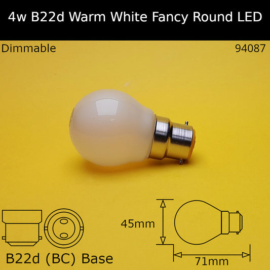 B22d (BC) / 2,700k - Warm White / 4W - Dimmable