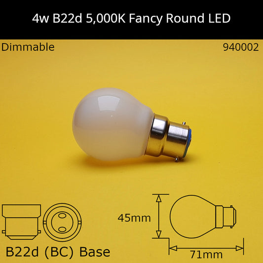 B22d (BC) / 5,000k - Neutral Daylight / 4W - Dimmable