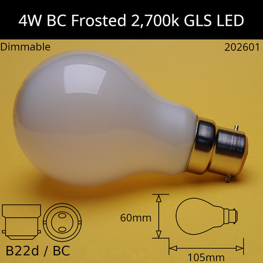 B22D (BC) / 2,700k - Warm White / 4W - 420lm - Dimmable