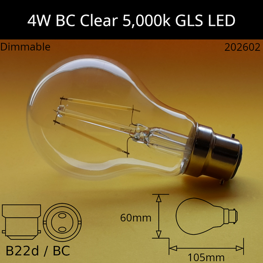 B22D (BC) / 5,000K - Neutral Daylight / 4W - 550lm - Dimmable