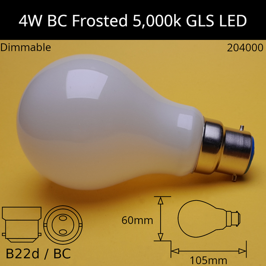 B22D (BC) / 5,000k - Neutral Daylight / 4W - 500lm - Dimmable
