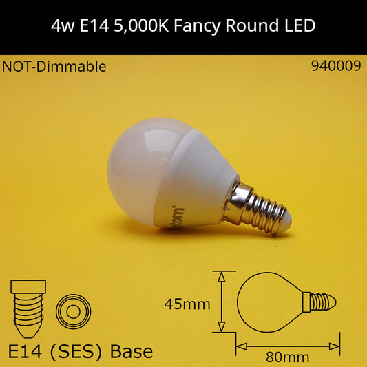 E14 (SES) / 5,000k - Neutral Daylight / 4W - Not Dimmable