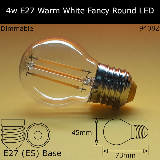 4W 230V ES Clear 2,700K Warm White Dimmable Led Fancy Round