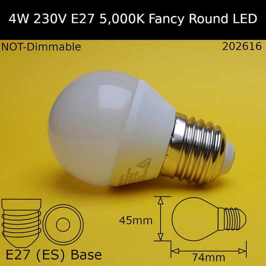 E27 (ES) / 5,000k - Neutral Daylight / 4W - Not Dimmable
