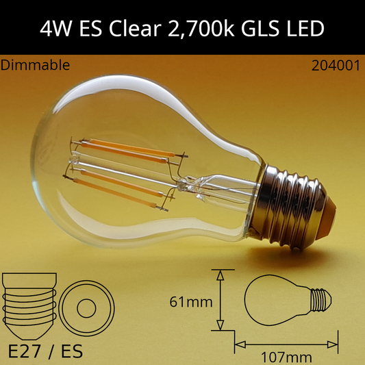 E27 (ES) / 2,700K - Warm White / 4W - 420lm - Dimmable