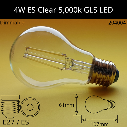 E27 (ES) / 5,000K - Neutral Daylight / 4W - 550lm - Dimmable