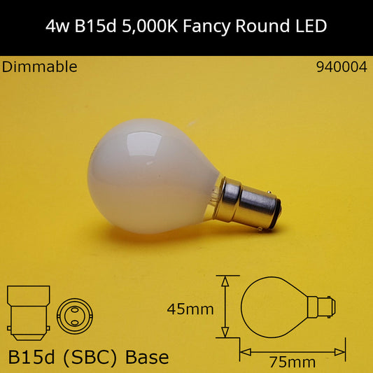 B15d (SBC) / 5,000k - Neutral Daylight / 4W - Dimmable