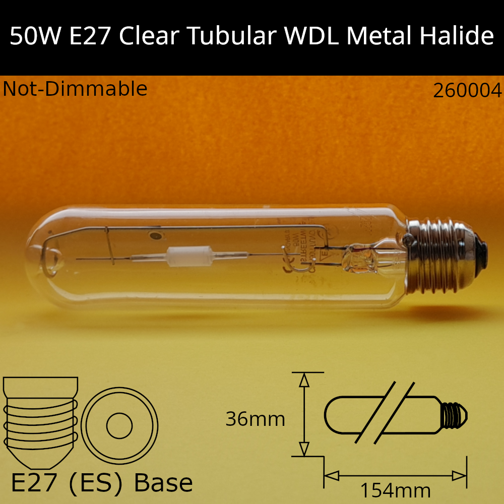 50W ES Tubular Clear WDL Metal Halide