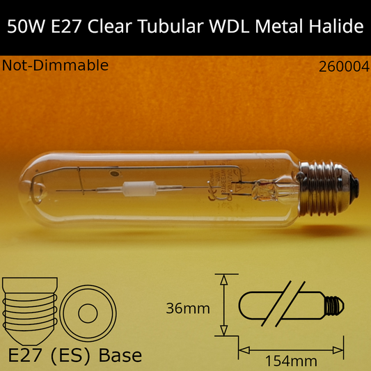 50W ES Tubular Clear WDL Metal Halide